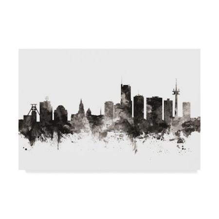 Michael Tompsett 'Essen Germany Skyline Black White' Canvas Art,12x19